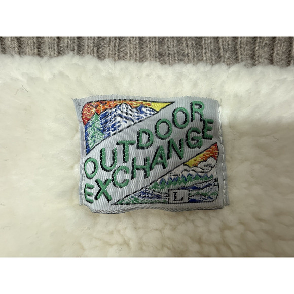 Vintage OUTDOOR EXCHANGE Wool Blend Sherpa Lined Cardigan Sweater Jacket Large - Picture 2 of 13